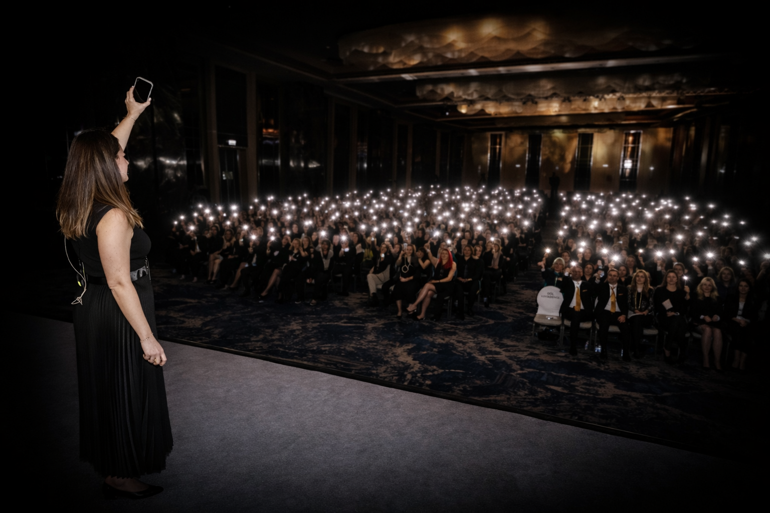 işıklarla aydınlanan etkinlik sahnesi